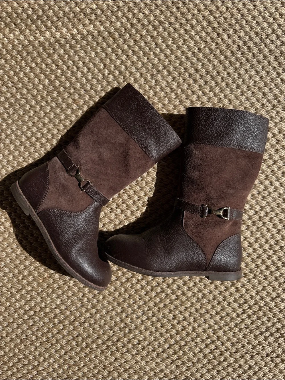 Janie and Jack Riding Boots Brown Leather & Suede Mid-Calf Boots size 12